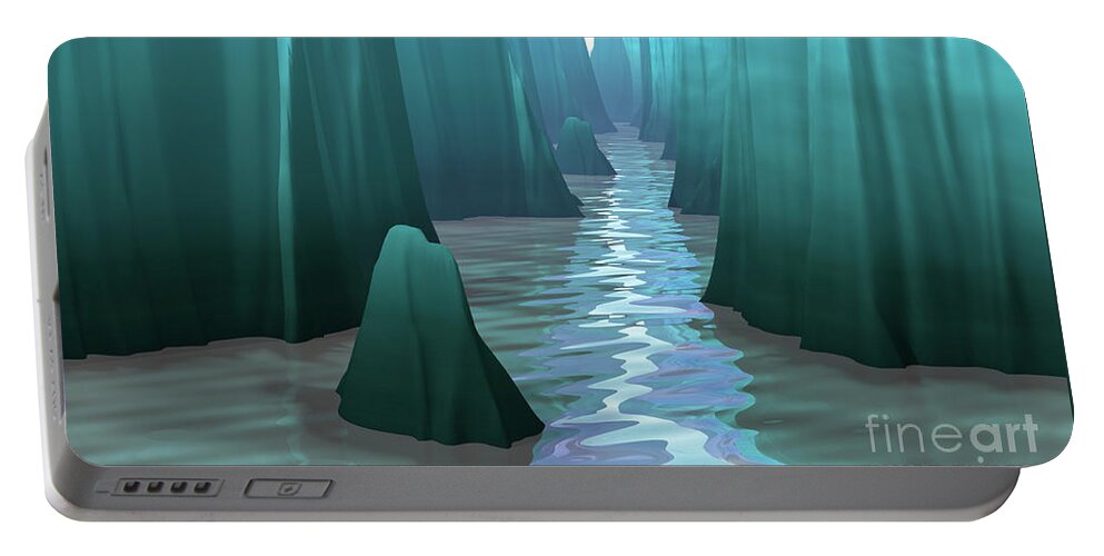 Landscape Portable Battery Charger featuring the digital art Mysterious Canyon Passage by Phil Perkins