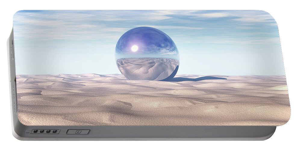 Digital Art Portable Battery Charger featuring the digital art Mysterious Sphere in Desert by Phil Perkins