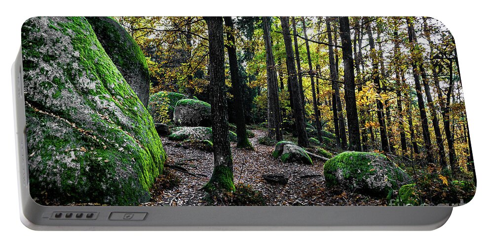 Abandoned Portable Battery Charger featuring the photograph Mystic Landscape Of Nature Park Blockheide With Granite Rock Formations In Waldviertel In Austria by Andreas Berthold