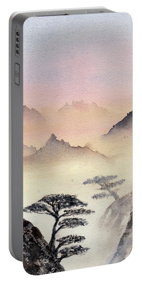 Mountains Portable Battery Charger featuring the painting Mystic Mountains No. 3 by Wendy Keeney-Kennicutt