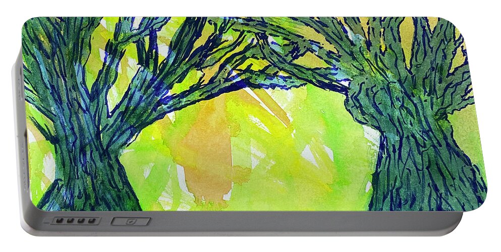 Trees Portable Battery Charger featuring the painting Naked Trees #3 by Anjel B Hartwell