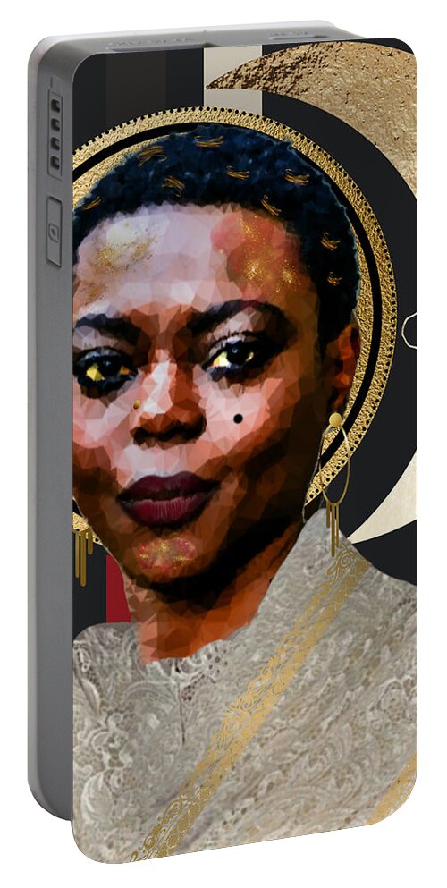 Lady-in-waiting Portable Battery Charger featuring the mixed media Nambi by Canessa Thomas