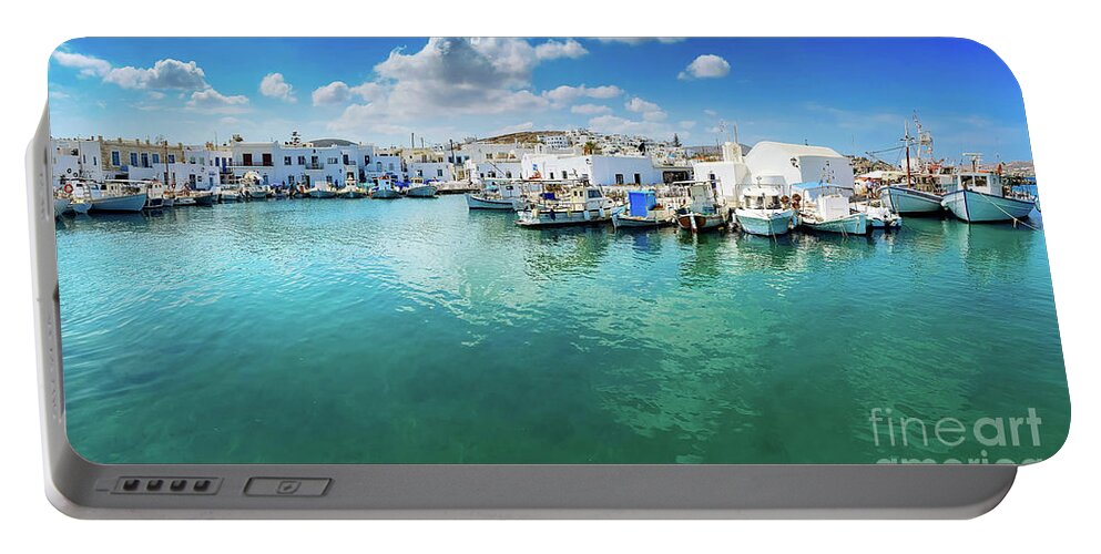 Aegean Portable Battery Charger featuring the photograph Naoussa Harbour by Anastasy Yarmolovich