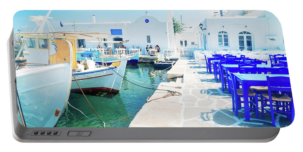 Paros Portable Battery Charger featuring the photograph Naoussa Village by Anastasy Yarmolovich