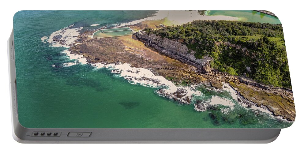 Road Portable Battery Charger featuring the photograph Narrabeen Head, Rockpool and Bridge by Andre Petrov