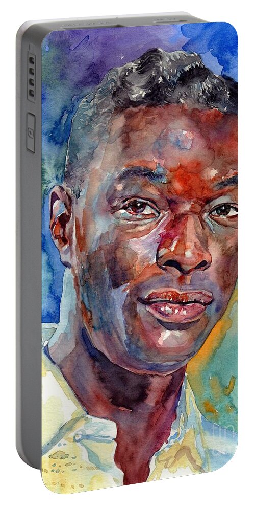Nat King Cole Portable Battery Charger featuring the painting Nat King Cole Portrait by Suzann Sines