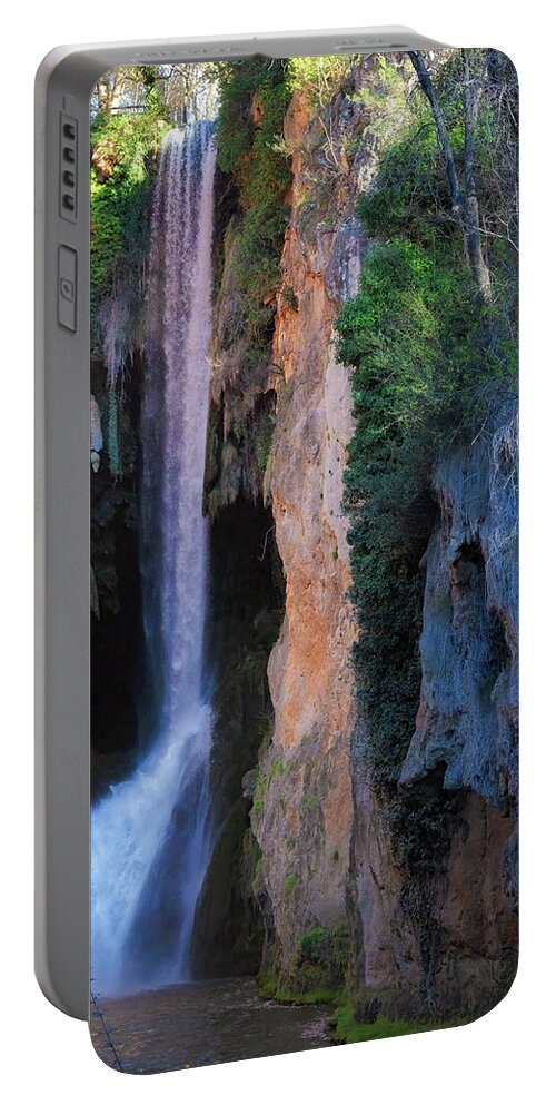 Canvas Portable Battery Charger featuring the photograph Natural park of the monastery of Piedra -Orton glow Edition by Jordi Carrio Jamila