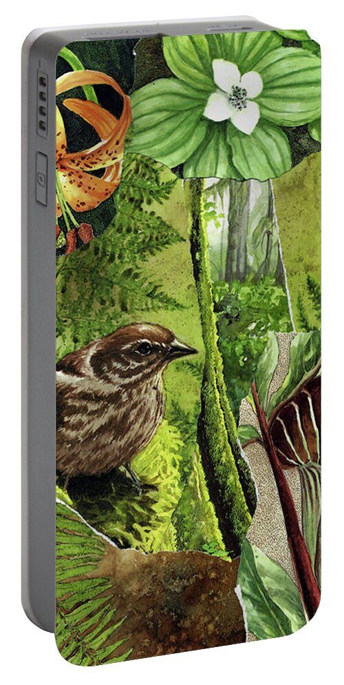 Collage Portable Battery Charger featuring the mixed media Nature Collage 6 by John Vincent Palozzi