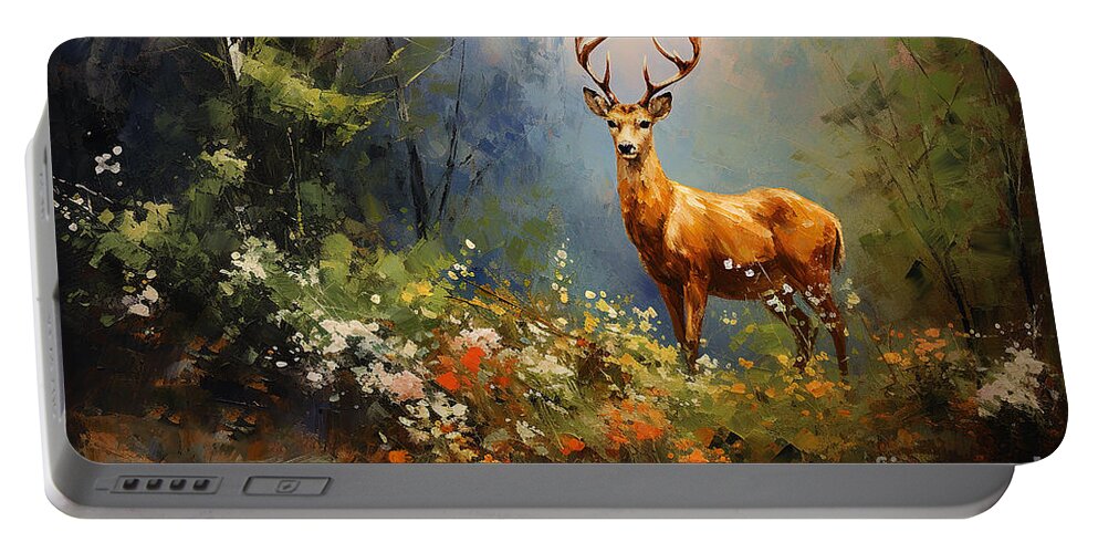 Nature Portable Battery Charger featuring the digital art Nature Painting Series 082723a by Carlos Diaz