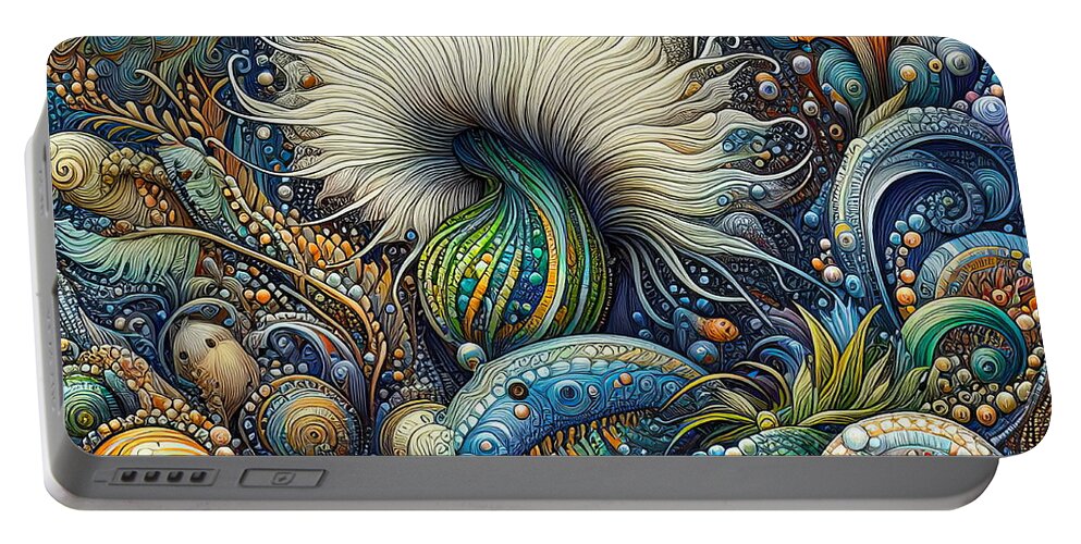 Painting Portable Battery Charger featuring the digital art Nature's Whimsy - Abstract Exploration of Beauty and Complexity by Russ Harris
