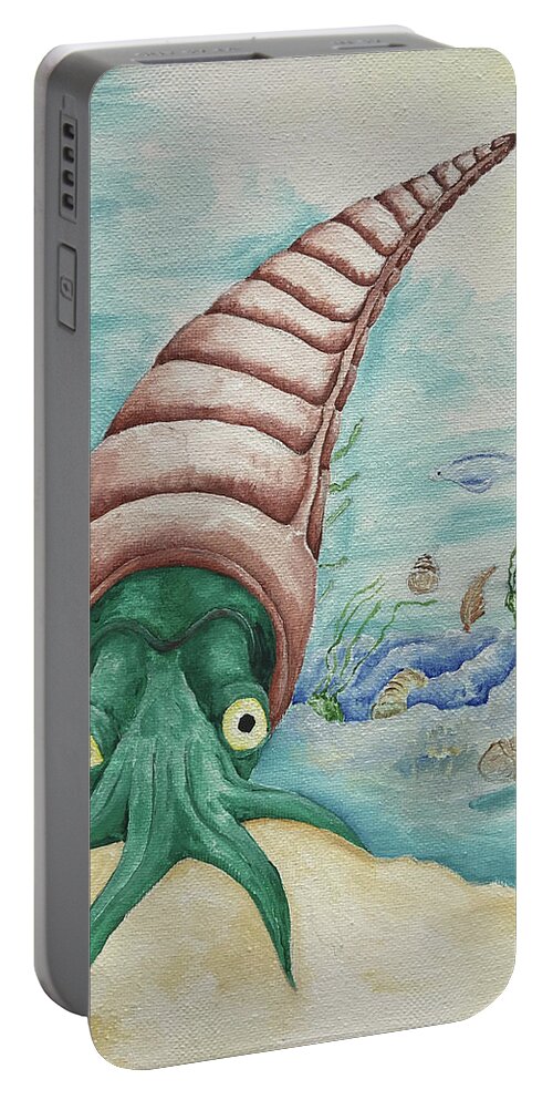 Nautiloid Portable Battery Charger featuring the painting Nautiloid by Teresamarie Yawn