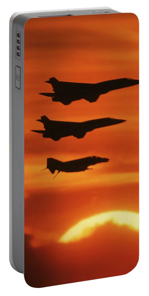 U.s. Navy Portable Battery Charger featuring the mixed media Navy Jets in the Sun by Erik Simonsen