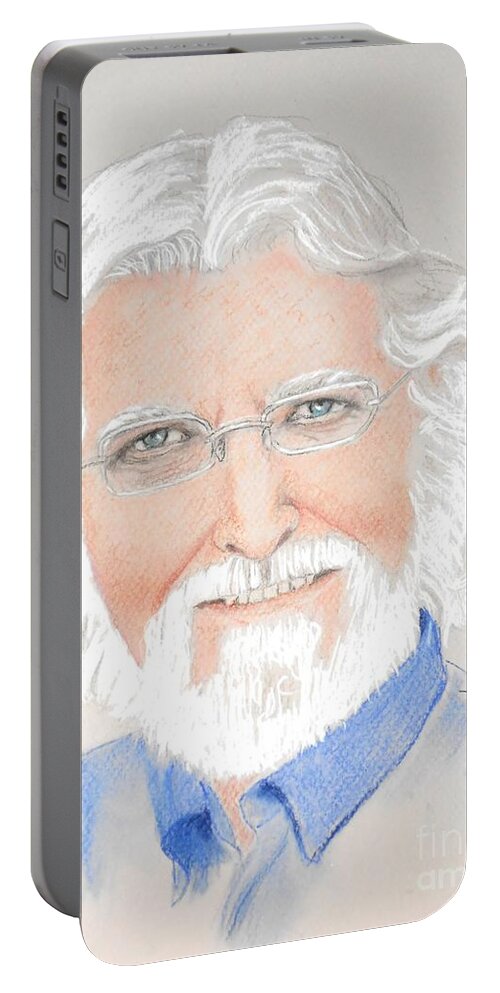 Conversations With God Portable Battery Charger featuring the drawing Neale Donald Walsch by Jayne Somogy