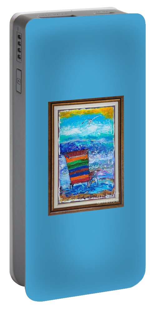  Portable Battery Charger featuring the painting Neglected Beach Chair by Mark SanSouci