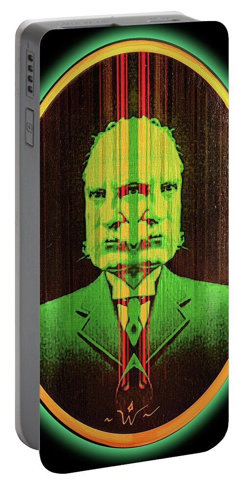 Wunderle Portable Battery Charger featuring the mixed media Nelson Aldrich by Wunderle