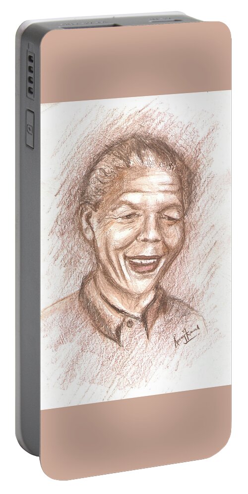 Nelson Mandela Portable Battery Charger featuring the painting Nelson Mandela Portrait by Remy Francis by Remy Francis