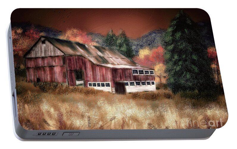 Barn Portable Battery Charger featuring the digital art Nestled In The Laurel Highlands by Lois Bryan