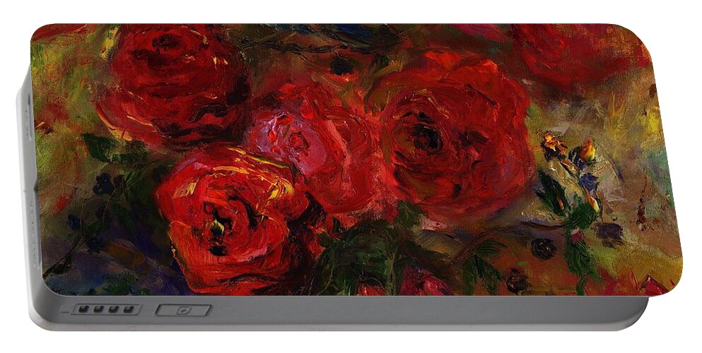 Texture Portable Battery Charger featuring the painting Nestled by Susan Hensel