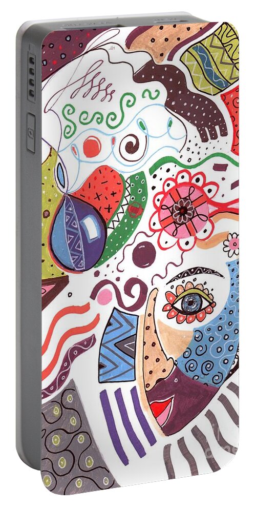 Never Stop Dreaming By Helena Tiainen Portable Battery Charger featuring the drawing Never Stop Dreaming by Helena Tiainen