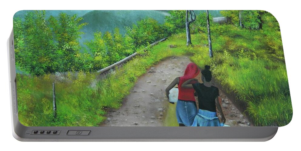 Landscape Portable Battery Charger featuring the painting Never To Be Forgotten by Kenneth Harris