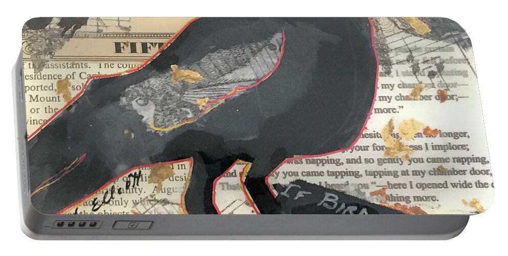 Poe Portable Battery Charger featuring the painting Nevermore by Elaine Elliott