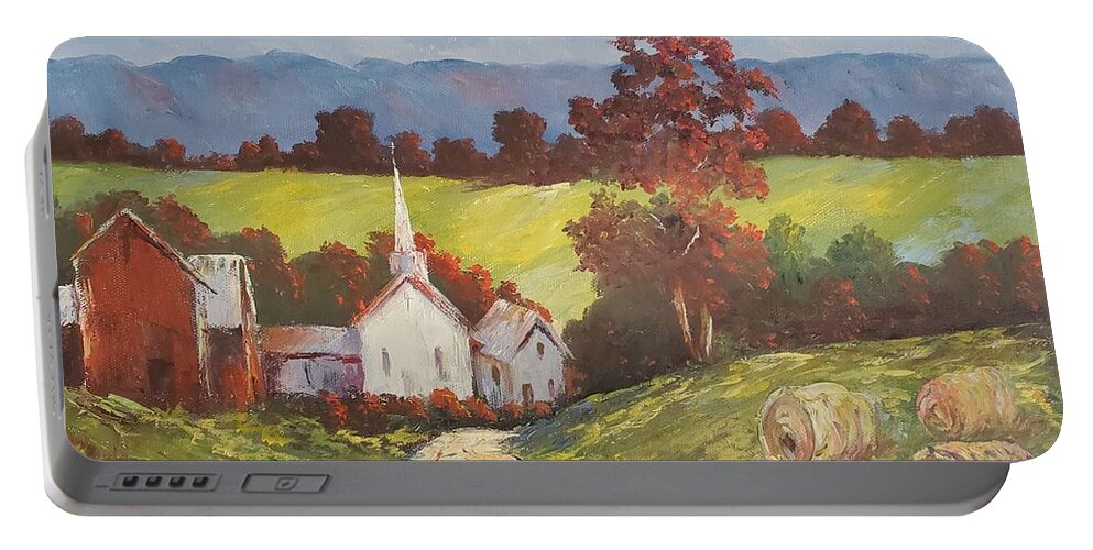 Autumn Portable Battery Charger featuring the painting New England Splendor by ML McCormick