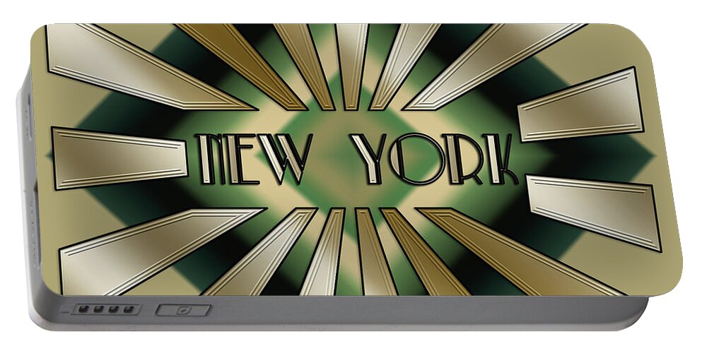 Staley Portable Battery Charger featuring the digital art New York Rays by Chuck Staley