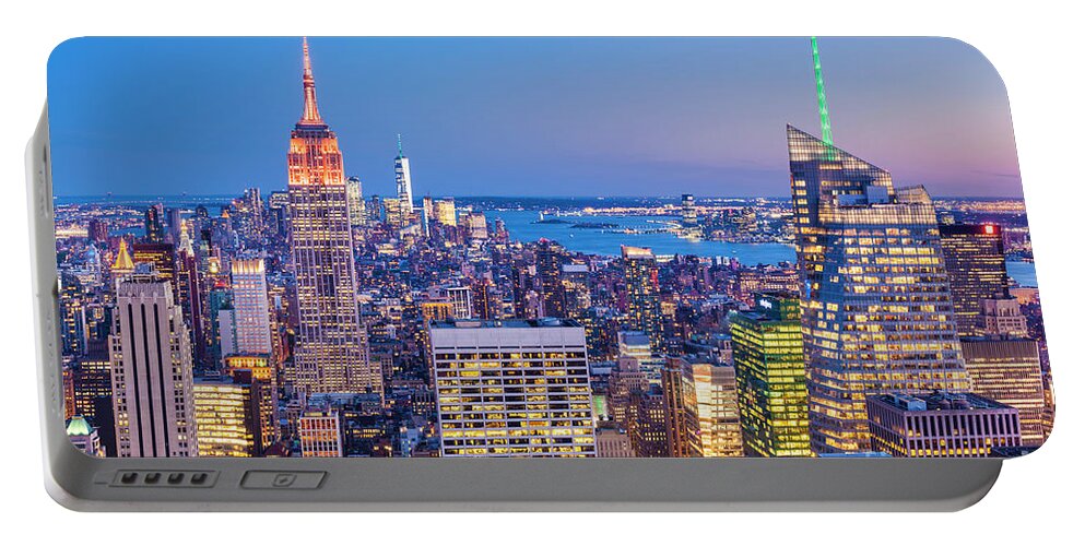 New York City Skyline At Night Portable Battery Charger featuring the photograph New York Skyline at Sunset by Neale And Judith Clark