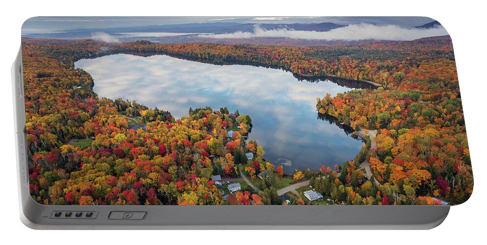  Portable Battery Charger featuring the photograph Newark Pond Vermont Fall Reflection #3 by John Rowe