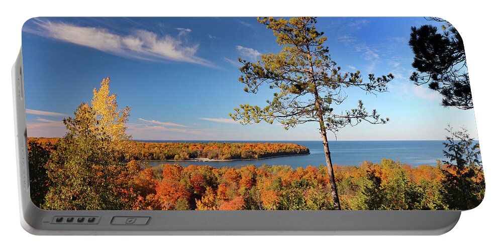 Fall Portable Battery Charger featuring the photograph Nicolet Bay Fall View 2 by David T Wilkinson