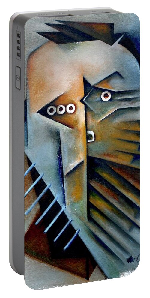 Fyodor Dostoevsky Portable Battery Charger featuring the painting Nietzsche's Psychologist / a portrait of Fyodor Dostoevsky by Martel Chapman