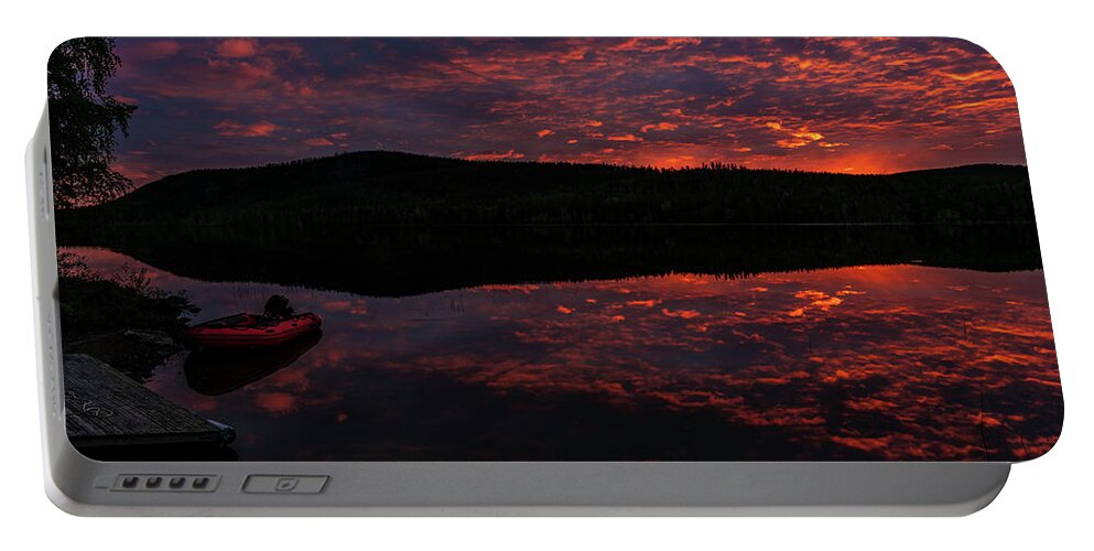 älvsbyn Portable Battery Charger featuring the photograph Night By The Lake by Dan Vidal