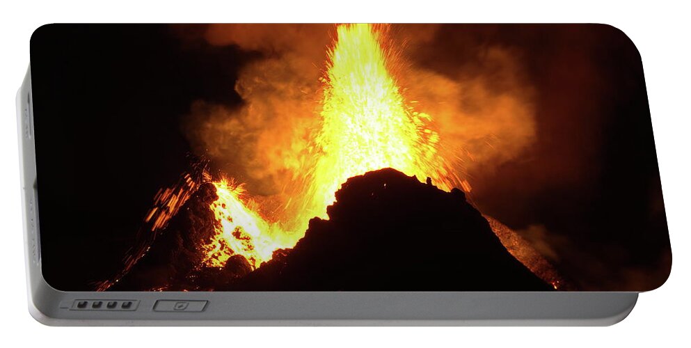 Volcano Portable Battery Charger featuring the photograph Night fire #2 by Christopher Mathews