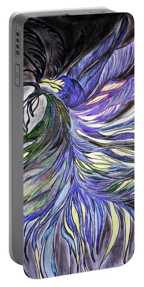 Fly Portable Battery Charger featuring the mixed media Night Fly by Melinda Firestone-White