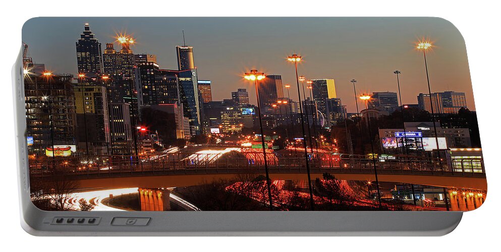 Atlanta Portable Battery Charger featuring the photograph Night Shot of Downtown Atlanta, Georgia by Richard Krebs
