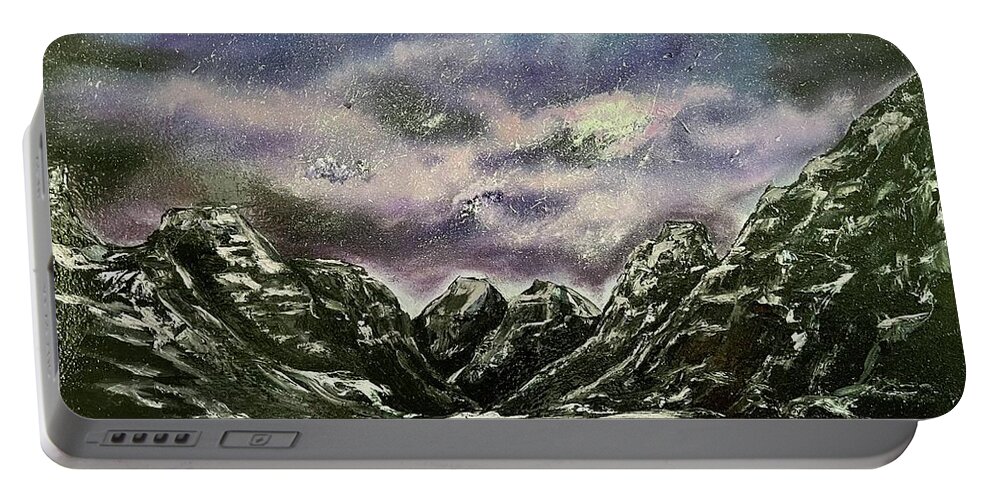 Mountains Portable Battery Charger featuring the painting Night Wonder by Lisa White