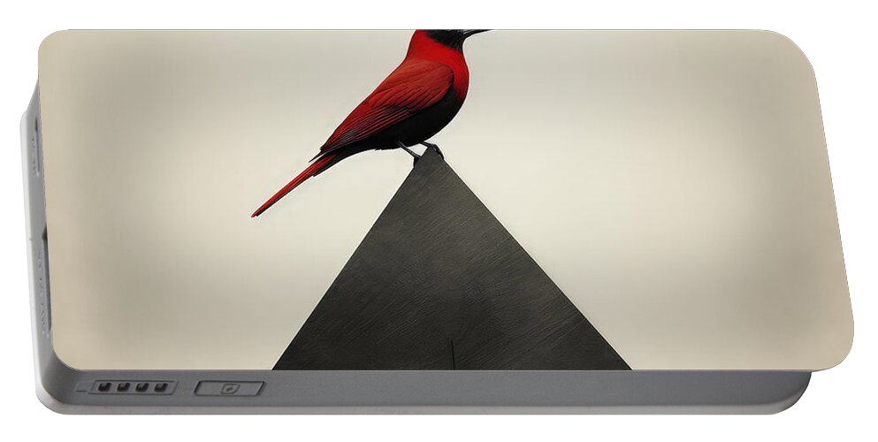 Cardinal Portable Battery Charger featuring the painting Night's Rebel by Lourry Legarde