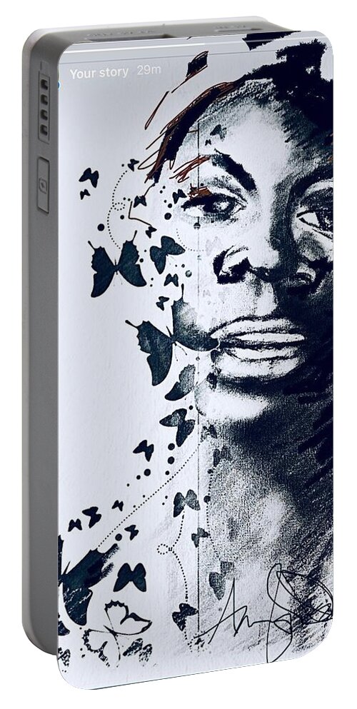  Portable Battery Charger featuring the mixed media Nina by Angie ONeal