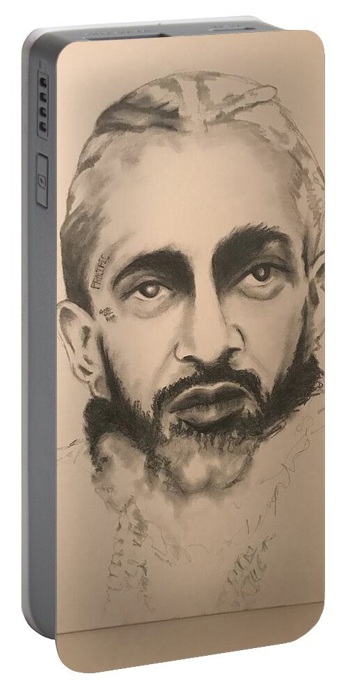  Portable Battery Charger featuring the drawing NIP by Angie ONeal