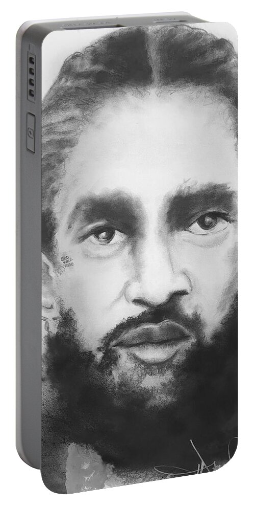  Portable Battery Charger featuring the drawing Nipsey by Angie ONeal