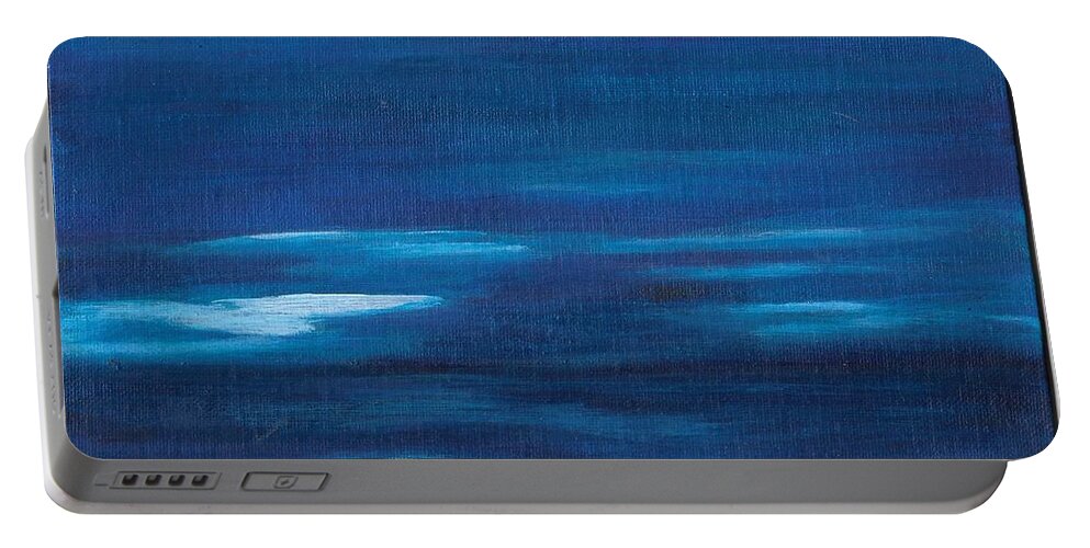 Blue Portable Battery Charger featuring the painting No End in Sight by Esoteric Gardens KN