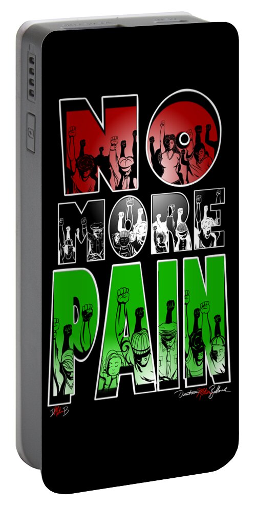 Black Portable Battery Charger featuring the digital art No More Pain by Demitrius Motion Bullock