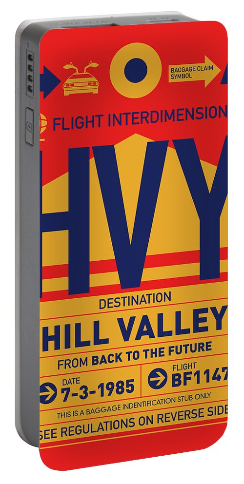 Back Portable Battery Charger featuring the digital art No006 MY Hill Valley Luggage Tag Poster by Chungkong Art
