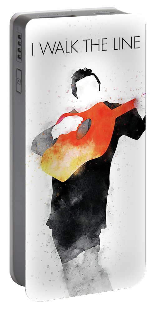 Johnny Portable Battery Charger featuring the digital art No010 MY Johnny Cash Watercolor Music poster by Chungkong Art