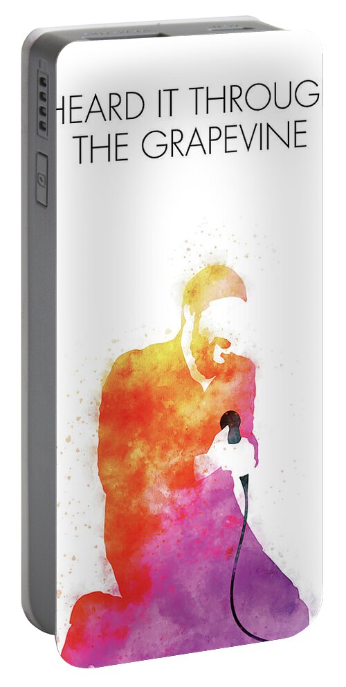 Marvin Portable Battery Charger featuring the digital art No060 MY MARVIN GAYE Watercolor Music poster by Chungkong Art