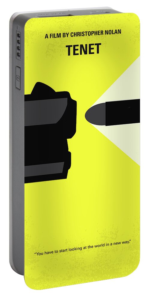 Tenet Portable Battery Charger featuring the digital art No1244 My TENET minimal movie poster by Chungkong Art