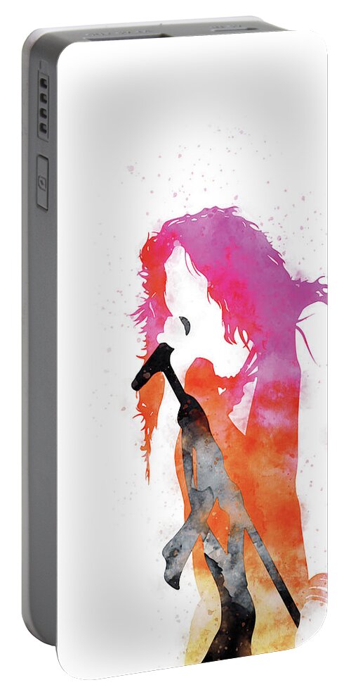 Aerosmith Portable Battery Charger featuring the digital art No200 MY Aerosmith Watercolor Music poster by Chungkong Art