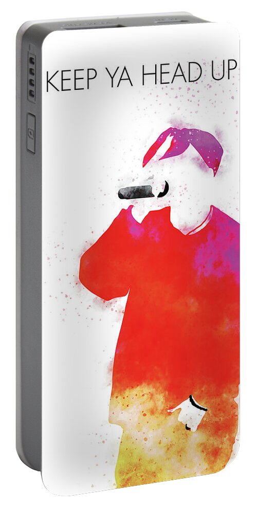 2pac Portable Battery Charger featuring the digital art No204 MY 2Pac Watercolor Music poster by Chungkong Art