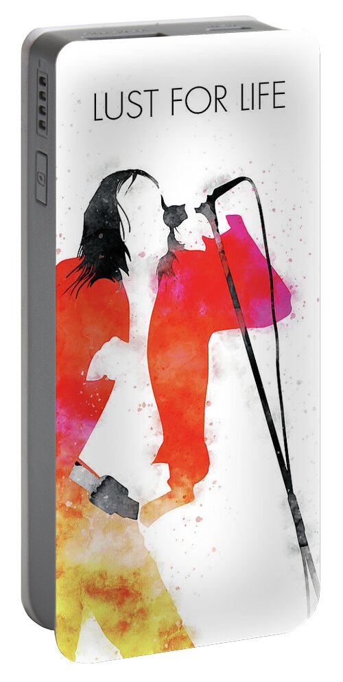 Iggy Portable Battery Charger featuring the digital art No210 MY IGGY POP Watercolor Music poster by Chungkong Art
