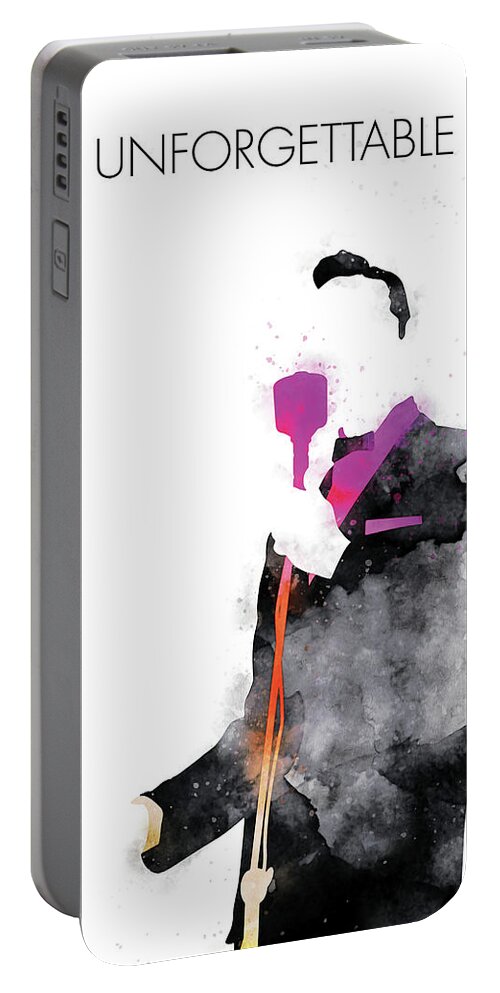 Nat Portable Battery Charger featuring the digital art No247 MY Nat King Cole Watercolor Music poster by Chungkong Art